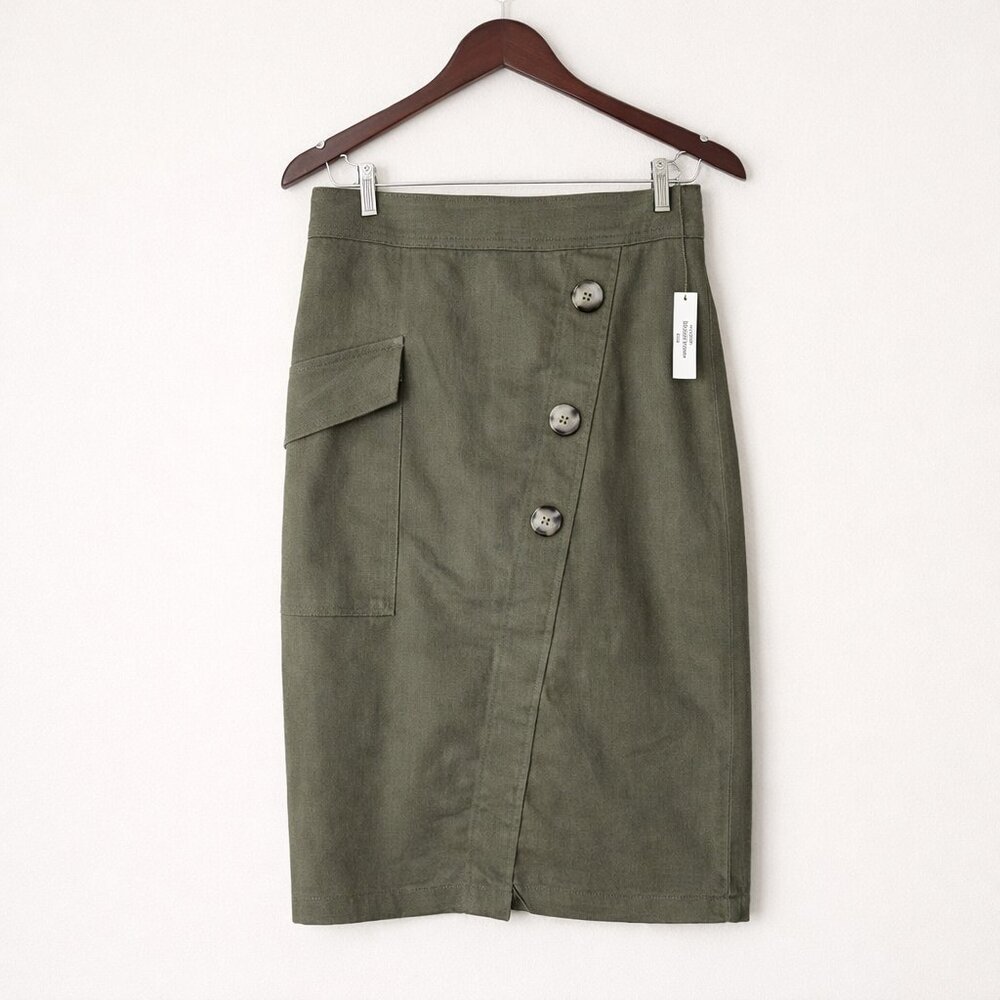 JOE FRESH | NWT Green Cargo Button Detail Midi Skirt – Women’s Size 4